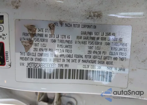 2011 Mazda Cx-9 Touring from USA, damaged, VIN JM3TB2CA8B0330681